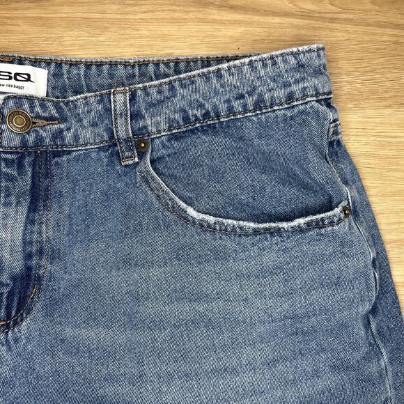 RSQ Jeans Womens 33 US 12 Jeans Low Rise Wide Leg Medium Wash Y2K Distressed - Picture 3 of 6